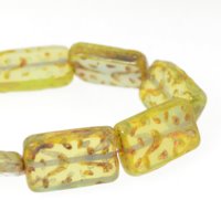 Glass Bead Carved Flat Rectangle - 12x18mm - Tabla Gooseberry