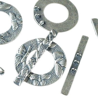 Toggle Clasp Butterfly Collection - 3-Strand - Antiqued Sterling
