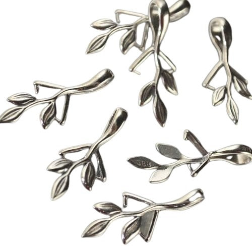 Pinch Bail - Leafy Vine - Side Drilled Bail - Sterling