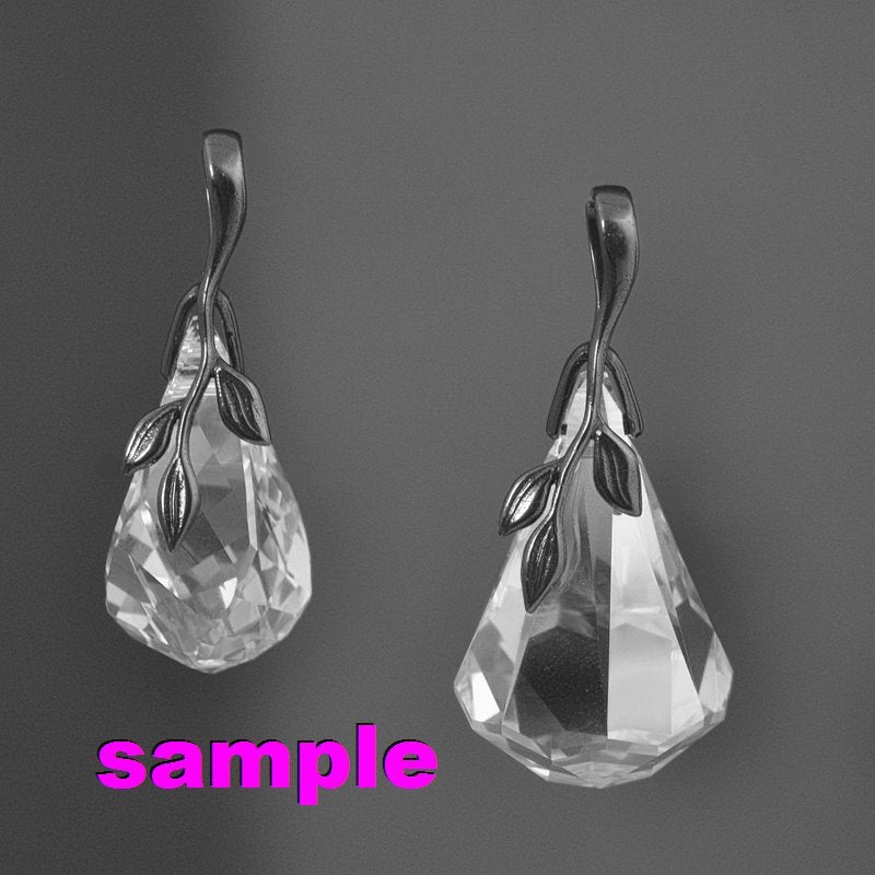 Pinch Bail - Leafy Vine - Side Drilled Bail - Sterling