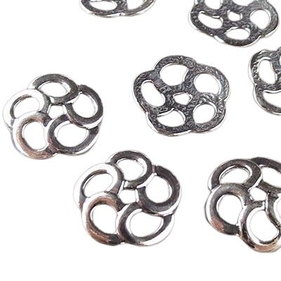Bead Cap Overlapped Circle Flower - Sterling