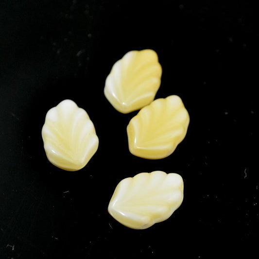 Glass Bead Deco Leaf Motif - 8x12mm - Ivory White (20)