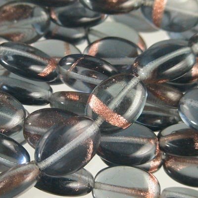 Glass Ovals - 9x12mm Puff Oval - Montana Aventurine (strand 25)