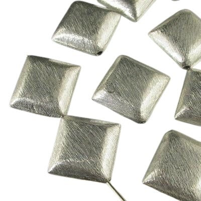 Metal Beads - 23mm - Puff Rhombus - Brushed Silver