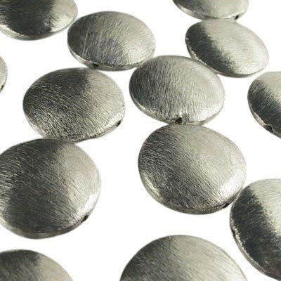 Metal Beads Puff Coin - 16mm - Brushed Silver