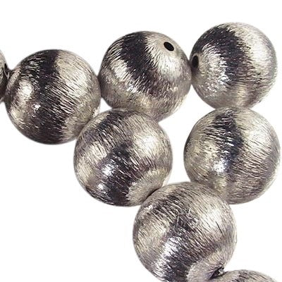 Metal Beads - 12mm - Round - Brushed Silver