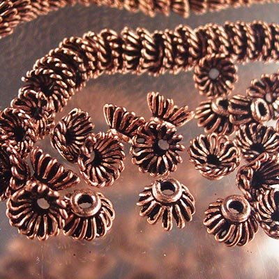 Bead Cap Swirlin' - Antiqued Copper