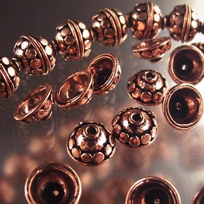 Bead Cap Flattened Dots - Antiqued Copper