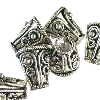 Cone Squat - Bali Style - 13mm - Antiqued Sterling