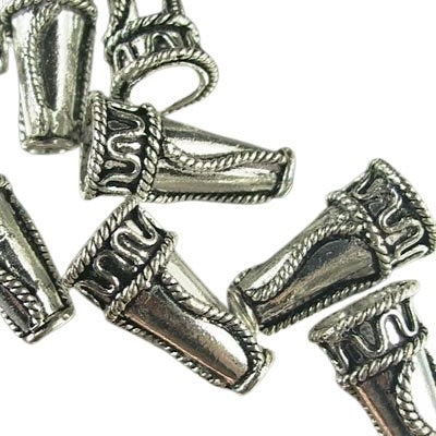 Cone S Rope - Bali Style - 10x19mm - Antiqued Sterling