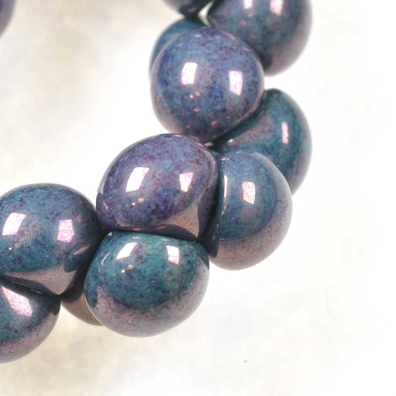 Glass Drops - 9x8mm Mushroom Button - Purple Blue Lumi (30)
