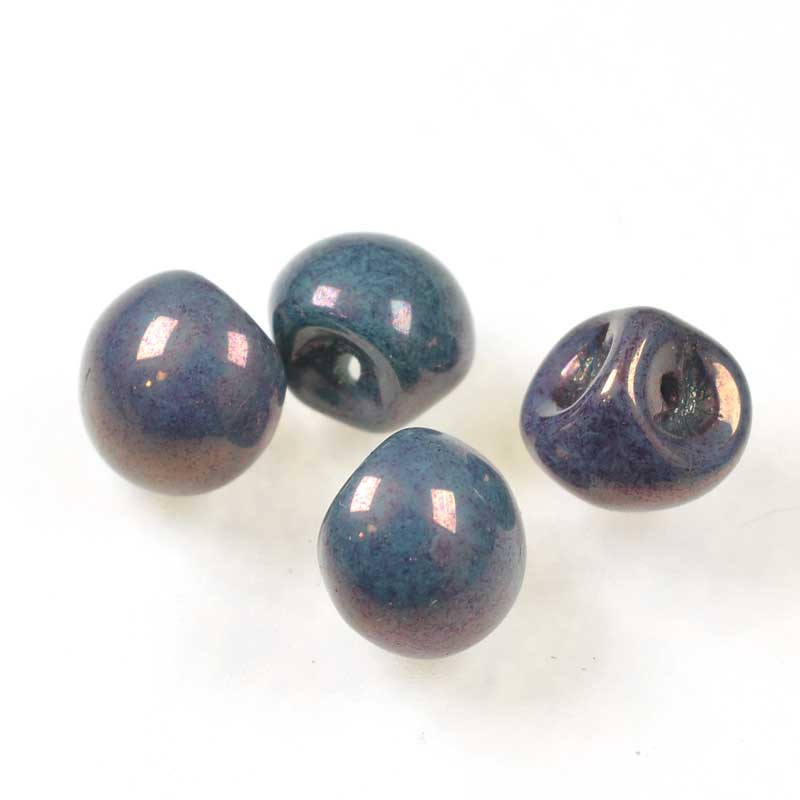 Glass Drops - 9x8mm Mushroom Button - Purple Blue Lumi (30)