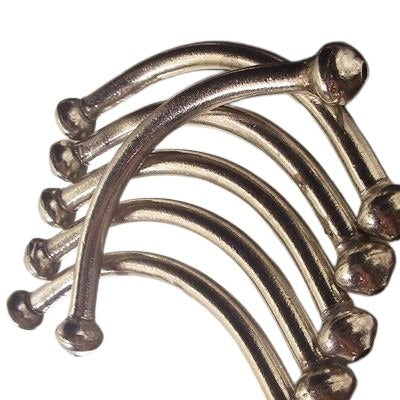 Sterling Beads - Large - Bulb End Curved Tube Noodle - Sterling