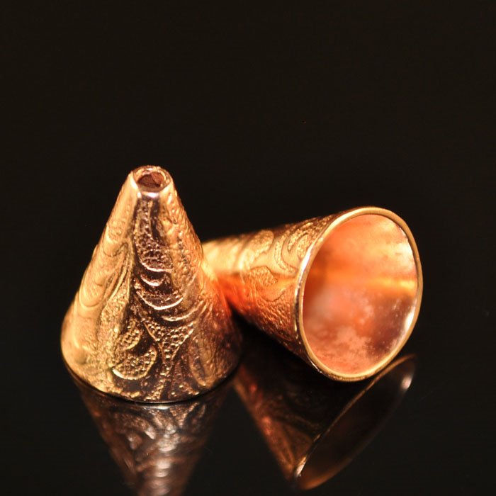 Cone Etched Vines - 11.5mm - Bright Copper