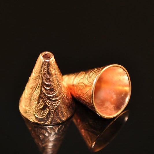 Cone Etched Vines - 11.5mm - Bright Copper