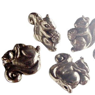 Metal Bead - Squirrel - Antique Pewter