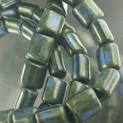 Glass -  Oval Tubes - Malachite Azurite (Strand 20)