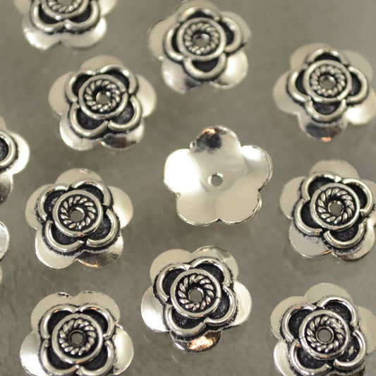 Bead Cap Five Plus Four - 12mm - Sterling