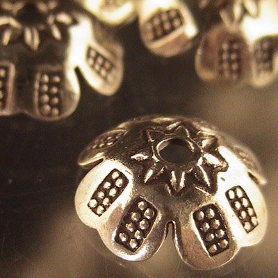 Bead Cap Window Sketches - 12mm - Thai Silver