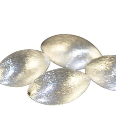 Metal Beads - 25mm - Rice - Brushed Silver