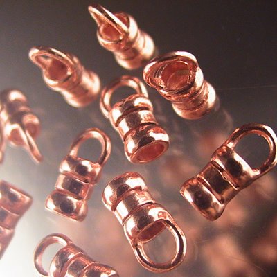 Crimp End with Loop - Large For Chain or Wire - Bright Copper (10)