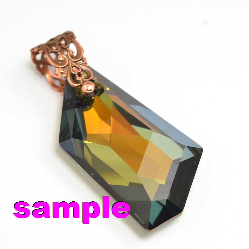 Bail -  Perogi Flower - Antiqued Copper