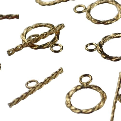 Toggle Clasp - Flattened Twisted Rope - Gold-filled