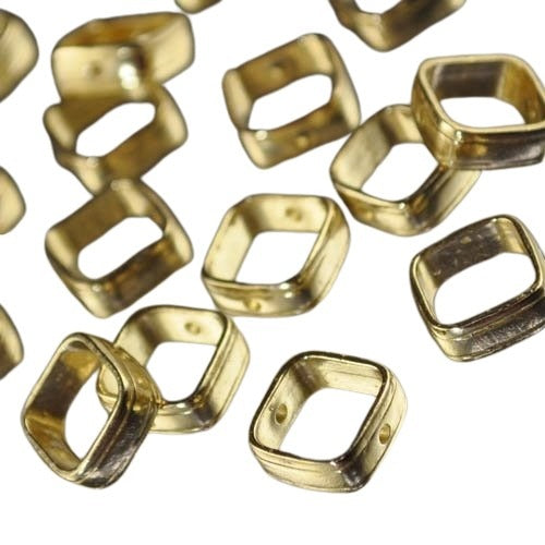 Metal Bead Frame - 11mm - Square - Bright Brass