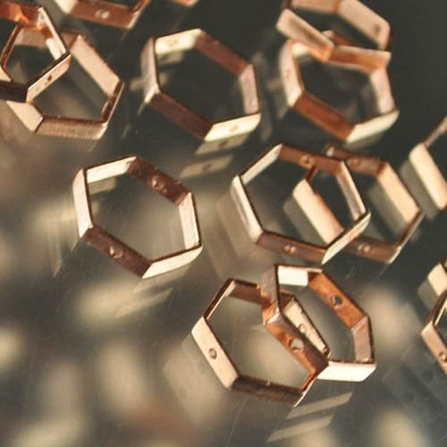 Metal Bead Frame - 14mm Hexagon - Bright Copper