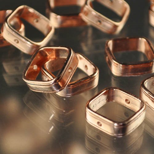 Metal Bead Frame - 14mm Square - Bright Copper  