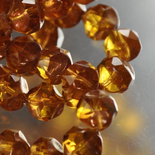 Fire Polish Beads Central Cut - 9mm - Topaz (Strand 15)