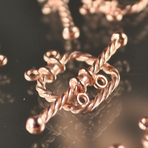 Toggle Clasp - 2-Strand Twisted Rope Square - Bright Copper