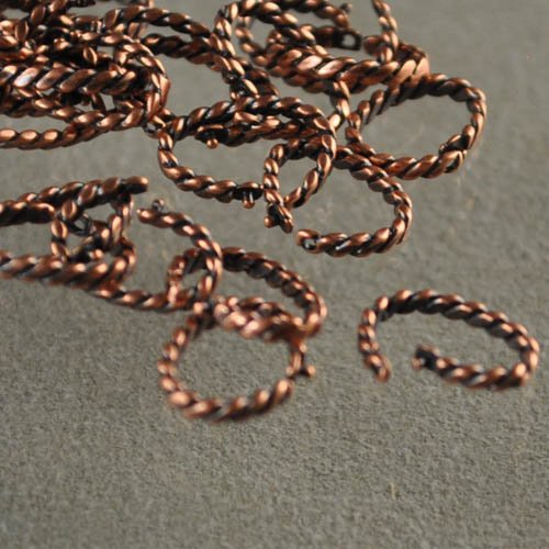 Link - 8x12mm Twisted Rope - Locking Oval - Antiqued Copper