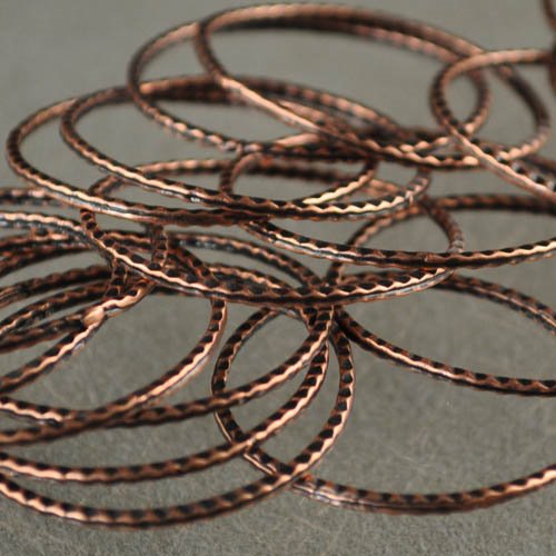 Link - 30mm Corrugated Circle Ring - Antiqued Copper