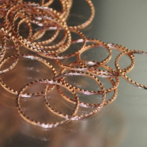 Link - 22mm Corrugated Circle Ring - Bright Copper