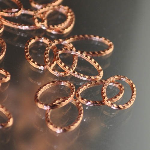 Link - 10x15mm Corrugated Oval Ring - Bright Copper
