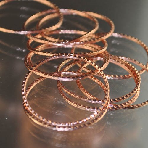 Link - 30mm Corrugated Circle Ring - Bright Copper