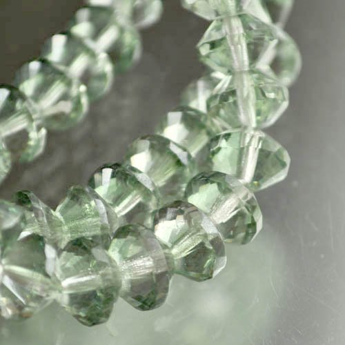 Fire Polish - 11mm - Faceted Bicone Rondelle Rivoli - Crystal Green Lustre