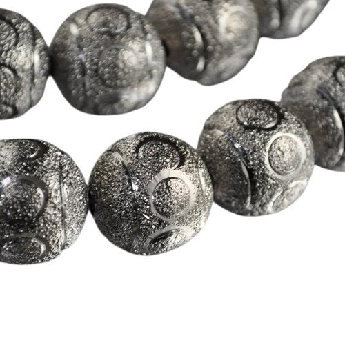 Metal Beads - 19mm - Windowed Round - Antiqued Moondust Silver