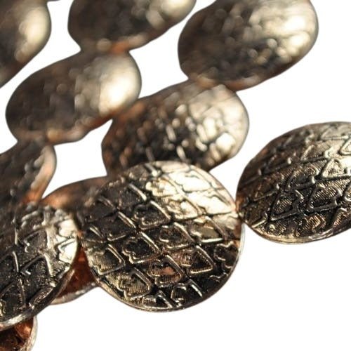 Metal Beads - 18mm - Diamond Wallpaper Lentils - Antiqued Copper