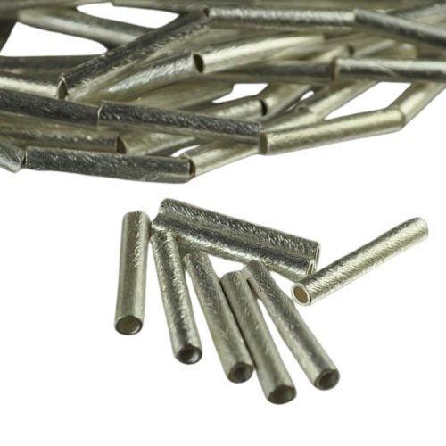 Metal Beads - 4x25mm - Tube Noodle - Brushed Silver