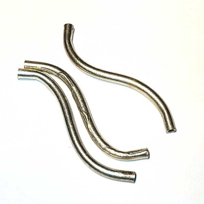 Metal Beads - 3x50mm S Curve Tube Noodle - Brushed Silver (15)