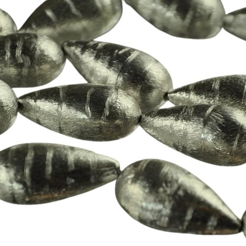 Metal Beads - 25mm - Long Drop - Stripey Brushed Silver