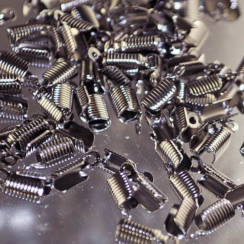 Fold Over Crimp for Leather - 11mm Grooved - Gunmetal (10)