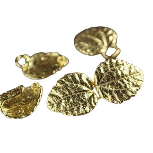 Hook and Eye Clasp - Crinkle Leaf - Vermeil