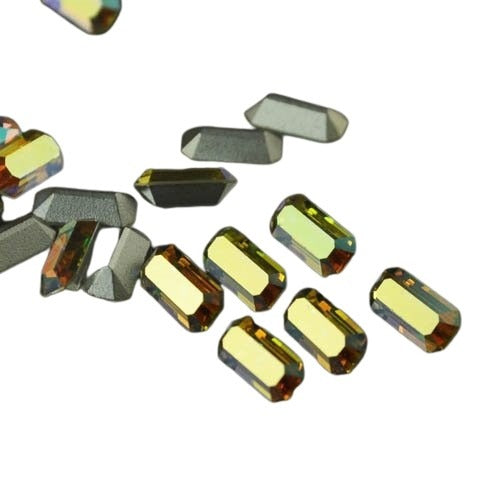 Faceted Emerald Cut Rectangle (176) - 4x8mm - Crystal AB