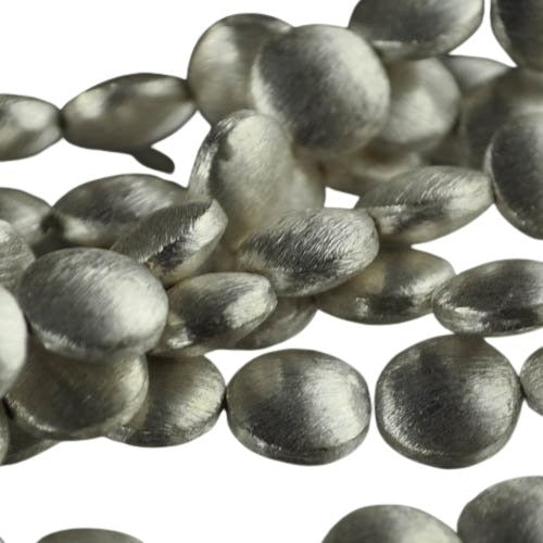 Metal Beads Puff Coin - 10mm - Brushed Silver