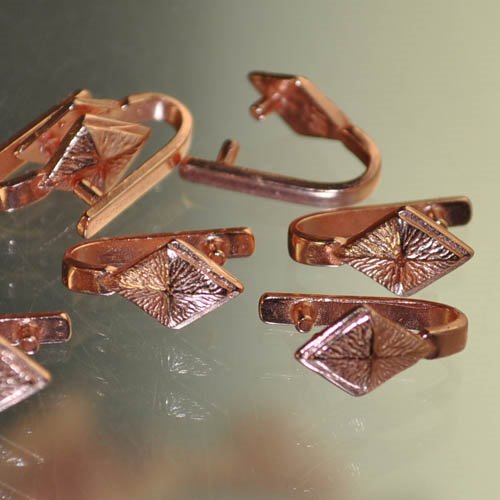Pinch Bail -  Diamond Dome - Bright Copper