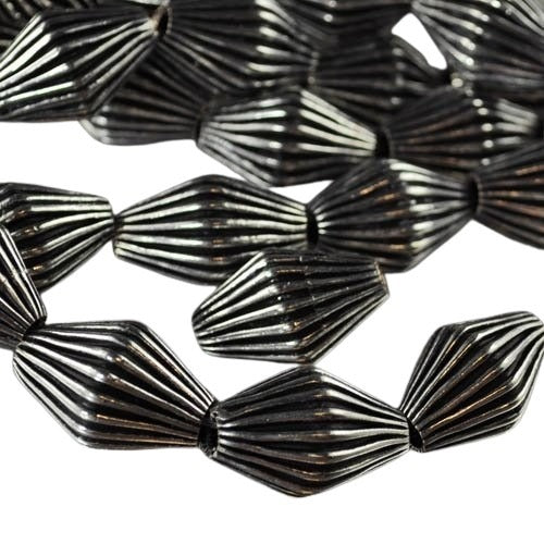 Metal Beads - 25mm - Super Ridgey Bicone - Silverplated