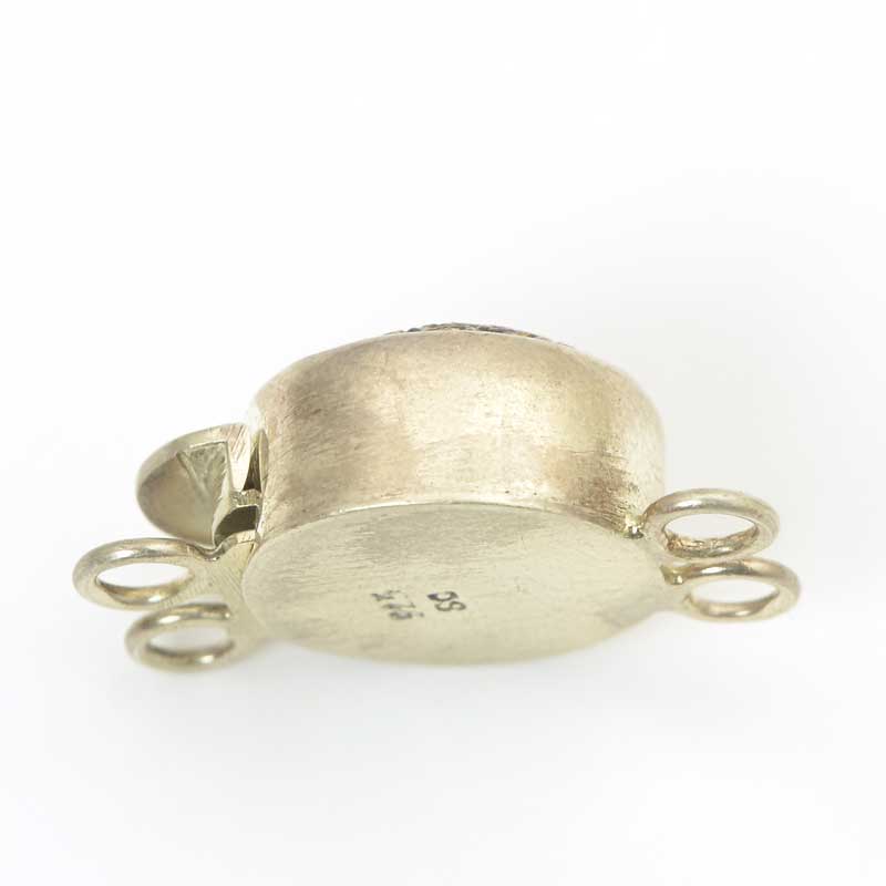 Box Clasp Round with Molded Glass Plus Crystal - 2-Strand - Volcano - Sterling  